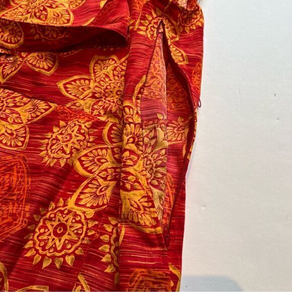 Sag Harbor Women's Sleeveless Maxi Dress Wrap Bodice Orange/Red Floral 12P - Picture 9 of 13